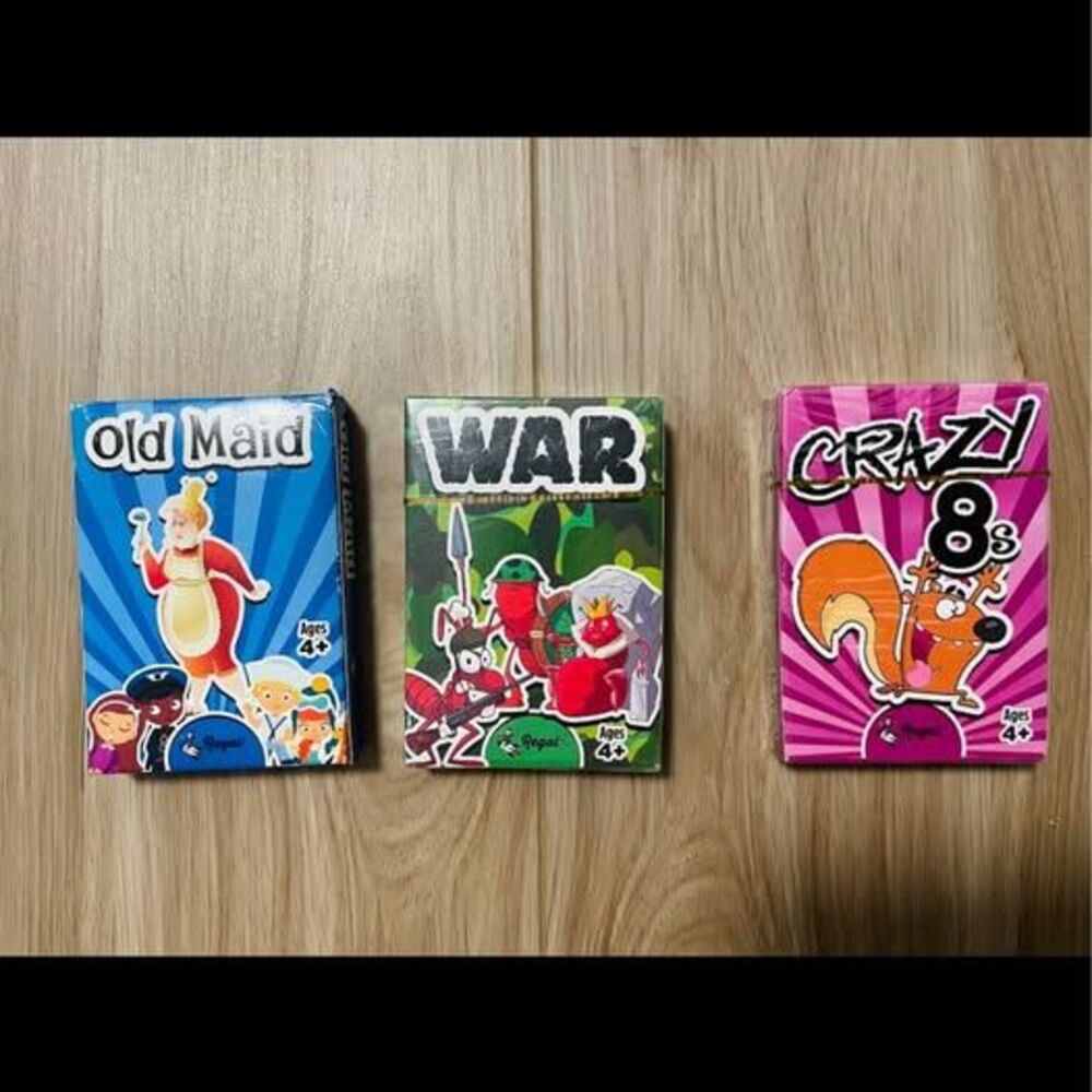 Regal Games Kids Card Game Set - Old Maid, War, Crazy 8s